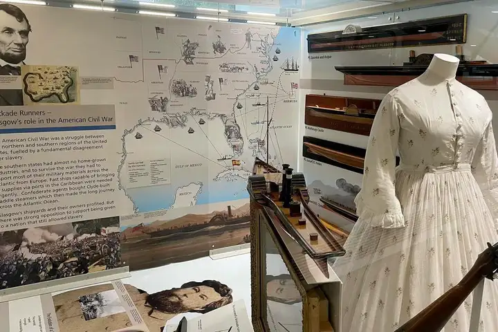 A display at Riverside Museum exploring Glasgow’s connections with pro-slavery blockade busters.